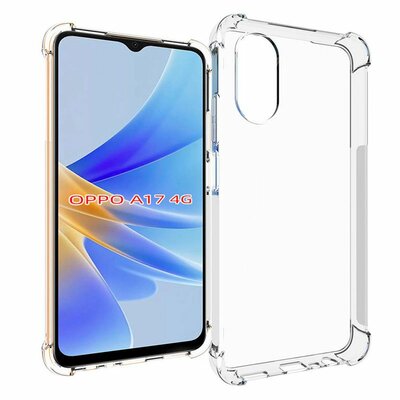Oppo A17 Hoesje - MobyDefend Transparante Shockproof TPU Backcover - Verstevigde Hoeken - Volledig Doorzichtig