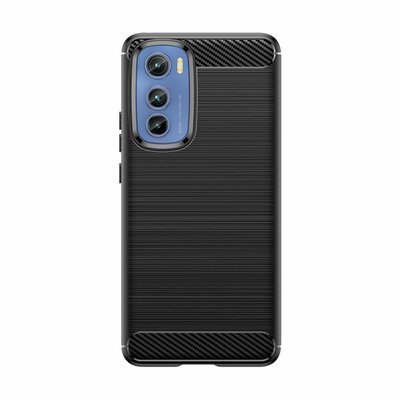Motorola Moto E22 / E22i Hoesje - MobyDefend TPU Backcover - Geborstelde Metaal &amp; Carbon-Look - Zwart