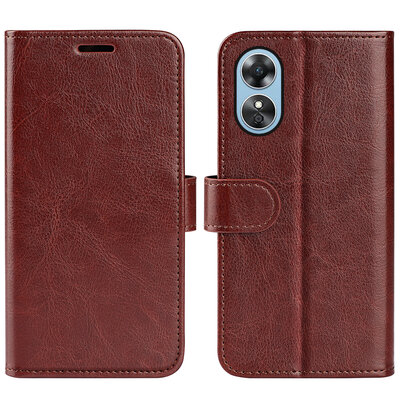 Oppo A17 Hoesje - MobyDefend Wallet Book Case (Sluiting Achterkant) - Bruin