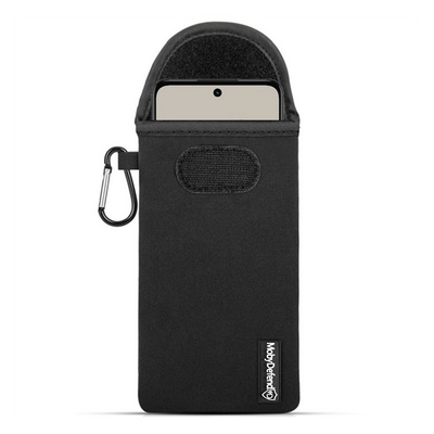 Hoesje voor Motorola Moto G73 - MobyDefend Neopreen Pouch Met Karabijnhaak - Insteekhoesje - Riemlus Hoesje - Zwart