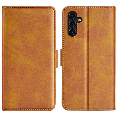 Samsung Galaxy A14 Hoesje - MobyDefend Luxe Wallet Book Case (Sluiting Zijkant) - Lichtbruin