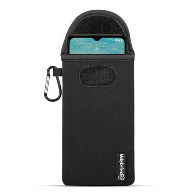 Hoesje voor Nokia G22 - MobyDefend Neopreen Pouch Met Karabijnhaak - Insteekhoesje - Riemlus Hoesje - Zwart