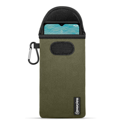 Hoesje voor Nokia G22 - MobyDefend Neopreen Pouch Met Karabijnhaak - Insteekhoesje - Riemlus Hoesje - Groen