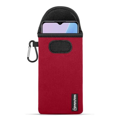 Hoesje voor Oppo A78 (5G) - MobyDefend Neopreen Pouch Met Karabijnhaak - Insteekhoesje - Riemlus Hoesje - Rood