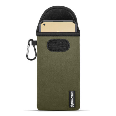 Hoesje voor Oppo Reno8 T - MobyDefend Neopreen Pouch Met Karabijnhaak - Insteekhoesje - Riemlus Hoesje - Groen