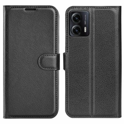 Motorola Moto G53 Hoesje - MobyDefend Kunstleren Wallet Book Case (Sluiting Voorkant) - Zwart