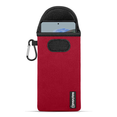 Hoesje voor Xiaomi Redmi Note 12 Pro 4G - MobyDefend Neopreen Pouch Met Karabijnhaak - Insteekhoesje - Riemlus Hoesje - Rood
