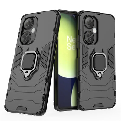 OnePlus Nord CE 3 Lite Hoesje - MobyDefend Dubbelgelaagde Pantsercase Met Standaard - Zwart