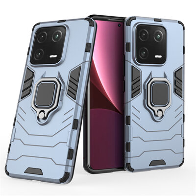 Xiaomi 13 Pro Hoesje - MobyDefend Dubbelgelaagde Pantsercase Met Standaard - Blauw