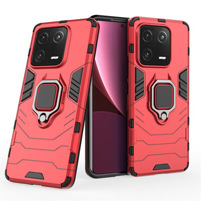 Xiaomi 13 Pro Hoesje - MobyDefend Dubbelgelaagde Pantsercase Met Standaard - Rood