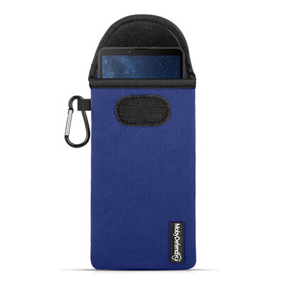 Hoesje voor Sony Xperia 10 V - MobyDefend Neopreen Pouch Met Karabijnhaak - Insteekhoesje - Riemlus Hoesje - Blauw