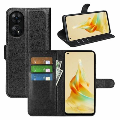 Oppo Reno8 T Hoesje - MobyDefend Kunstleren Wallet Book Case (Sluiting Voorkant) - Zwart