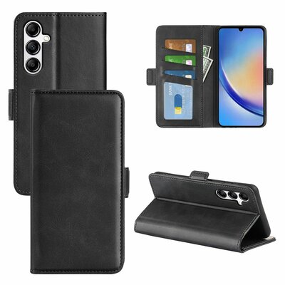 Samsung Galaxy A34 Hoesje - MobyDefend Luxe Wallet Book Case (Sluiting Zijkant) - Zwart