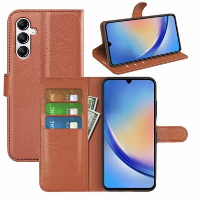 Samsung Galaxy A34 Hoesje - MobyDefend Kunstleren Wallet Book Case (Sluiting Voorkant) - Bruin