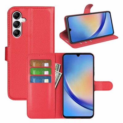 Samsung Galaxy A34 Hoesje - MobyDefend Kunstleren Wallet Book Case (Sluiting Voorkant) - Rood