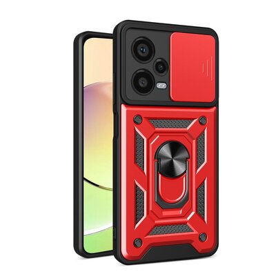 Xiaomi Redmi Note 12 Pro Plus 5G Hoesje - MobyDefend Pantsercase Met Draaibare Ring - Rood
