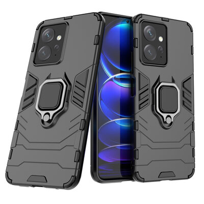 Xiaomi Redmi Note 12 4G Hoesje - MobyDefend Dubbelgelaagde Pantsercase Met Standaard - Zwart