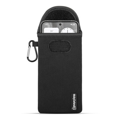 Hoesje voor Nothing Phone (2) - MobyDefend Neopreen Pouch Met Karabijnhaak - Insteekhoesje - Riemlus Hoesje - Zwart