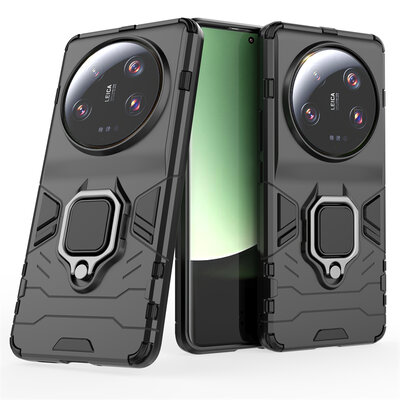 Xiaomi 13 Ultra Hoesje - MobyDefend Dubbelgelaagde Pantsercase Met Standaard - Zwart