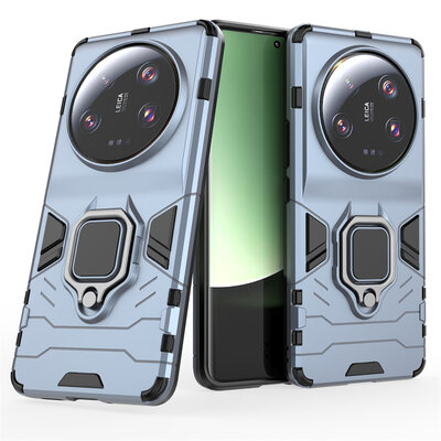 Xiaomi 13 Ultra Hoesje - MobyDefend Dubbelgelaagde Pantsercase Met Standaard - Blauw