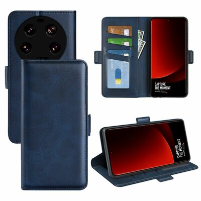 Xiaomi 13 Ultra Hoesje - MobyDefend Luxe Wallet Book Case (Sluiting Zijkant) - Blauw