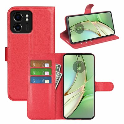 Motorola Edge 40 Hoesje - MobyDefend Kunstleren Wallet Book Case (Sluiting Voorkant) - Rood