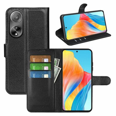 Oppo A98 Hoesje - MobyDefend Kunstleren Wallet Book Case (Sluiting Voorkant) - Zwart
