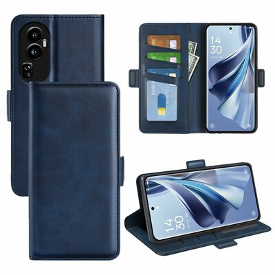Oppo Reno10 / Reno10 Pro Hoesje - MobyDefend Luxe Wallet Book Case (Sluiting Zijkant) - Blauw