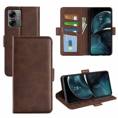 Motorola Moto G14 Hoesje - MobyDefend Luxe Wallet Book Case (Sluiting Zijkant) - Bruin