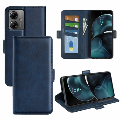 Motorola Moto G14 Hoesje - MobyDefend Luxe Wallet Book Case (Sluiting Zijkant) - Blauw