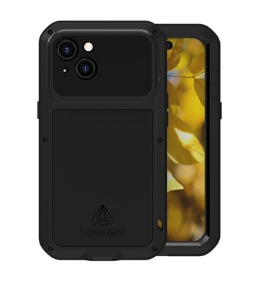iPhone 15 Hoes - Love Mei Metalen Case - Extreme Protection - Zwart