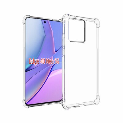 Motorola Edge 40 Neo Hoesje - MobyDefend Transparante Shockproof TPU Backcover - Verstevigde Hoeken - Volledig Doorzichtig