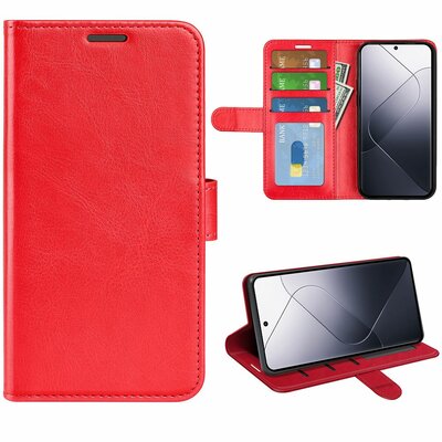 Xiaomi 14 Hoesje - MobyDefend Wallet Book Case (Sluiting Achterkant) - Rood