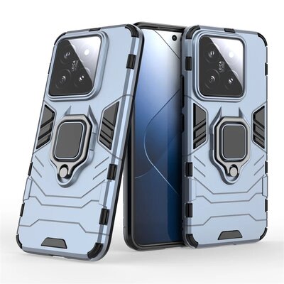 Xiaomi 14 Hoesje - MobyDefend Dubbelgelaagde Pantsercase Met Standaard - Blauw