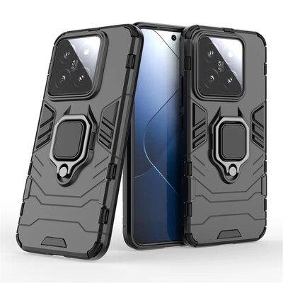 Xiaomi 14 Hoesje - MobyDefend Dubbelgelaagde Pantsercase Met Standaard - Zwart