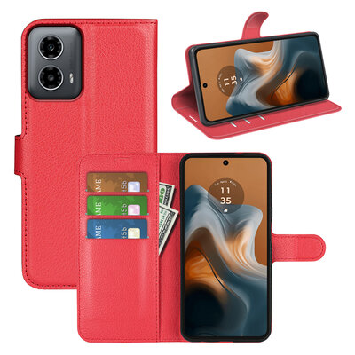 Motorola Moto G34 Hoesje - MobyDefend Kunstleren Wallet Book Case (Sluiting Voorkant) - Rood