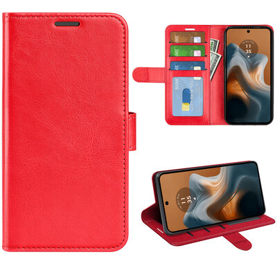 Motorola Moto G34 Hoesje - MobyDefend Wallet Book Case (Sluiting Achterkant) - Rood