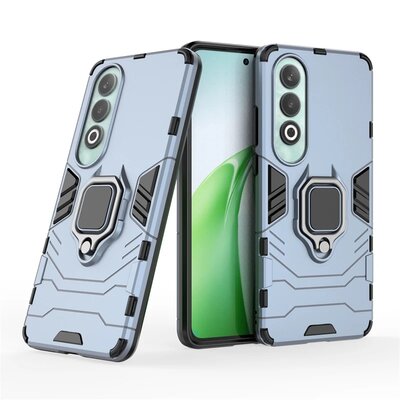 OnePlus Nord CE 4 Hoesje - MobyDefend Dubbelgelaagde Pantsercase Met Standaard - Blauw