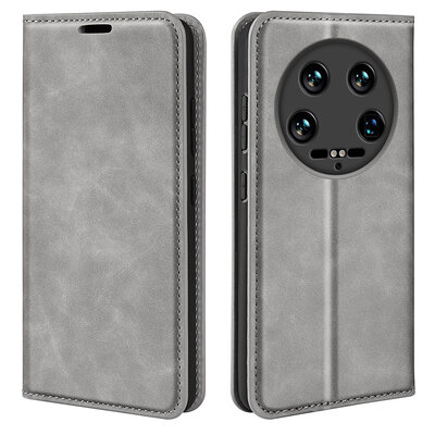 Xiaomi 14 Ultra Hoesje - Luxe Wallet Bookcase (Magnetische Sluiting) - Grijs