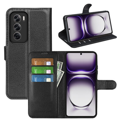 Oppo Reno12 Pro Hoesje - MobyDefend Kunstleren Wallet Book Case (Sluiting Voorkant) - Zwart