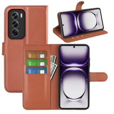 Oppo Reno12 Pro Hoesje - MobyDefend Kunstleren Wallet Book Case (Sluiting Voorkant) - Bruin