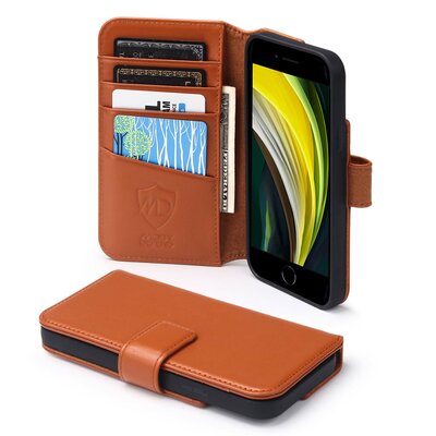 iPhone SE (2020/2022) / iPhone 7 / iPhone 8 Hoesje - Luxe MobyDefend Wallet Bookcase - Lichtbruin