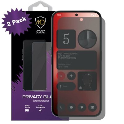 2-Pack MobyDefend Nothing Phone (2a) / Nothing Phone (2a) Plus Screenprotectors - HD Privacy Glass Screensavers