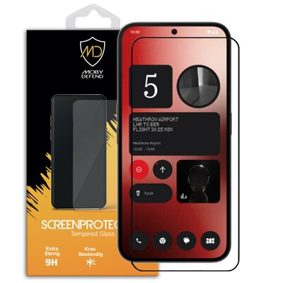 Nothing Phone (2a) / Nothing Phone (2a) Plus Screenprotector - MobyDefend Screensaver Met Zwarte Randen - Gehard Glas 