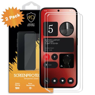 2-Pack Nothing Phone (2a) / Nothing Phone (2a) Plus Screenprotectors - MobyDefend Case-Friendly Screensavers - Gehard Glas