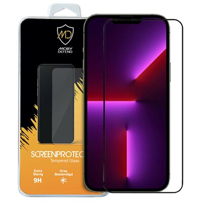 iPhone 13 Pro Max Screenprotector - MobyDefend Screensaver Met Zwarte Randen - Gehard Glas