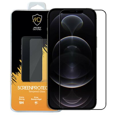 Apple iPhone 12 Pro Max screenprotector - MobyDefend Screensaver Met Zwarte Randen - Gehard Glas 