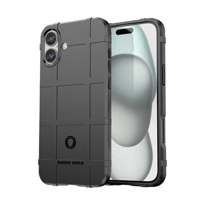 iPhone 16 Hoesje - Mobydefend Rugged Shield TPU Backcover - Zwart