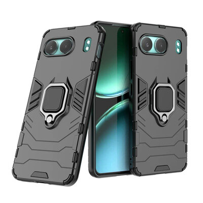 OnePlus Nord 4 Hoesje - MobyDefend Dubbelgelaagde Pantsercase Met Standaard - Zwart
