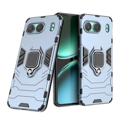 OnePlus Nord 4 Hoesje - MobyDefend Dubbelgelaagde Pantsercase Met Standaard - Blauw